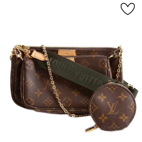 Louis Vuitton Brown Monogram Crossbody with Green Strap - Picture 1 of 7